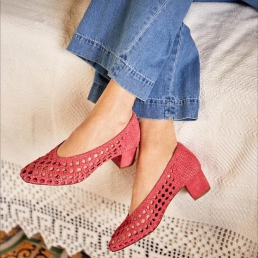 Sezane hot pink Laura Low Courts suede woven pumps - 9.5 or 40